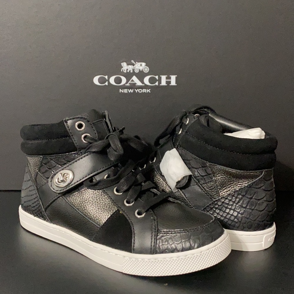 COACH Black Pembroke Patchwork SnakeSkin Sneakers - Picture 2 of 4